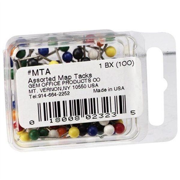 Gem Office Products Spherical Head Maptacks - 0.37" Length0.18" Diameter - 100 /