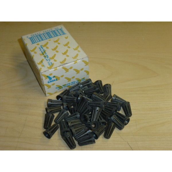 NOS! 100 EAGLE WIRE CONNECTORS, # 33-BOX, BLACK, SCREW-ON