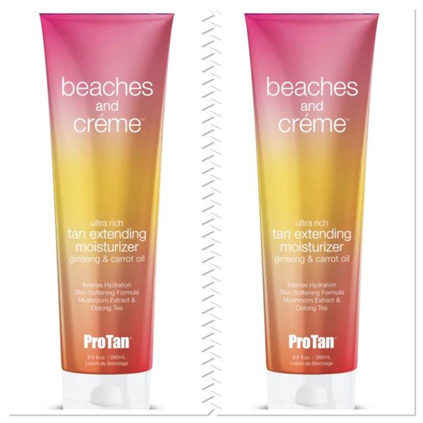 2 ProTan Beaches and Creme Moisturizer 9.5oz Tan Extending Intense Hydration