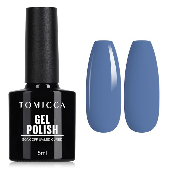 TOMICCA Gel Nail Polish- Blue Color Gel Nail Polish Soak Off Nail Lamp Nail Art Manicure Salon DIY at Home, 8ml