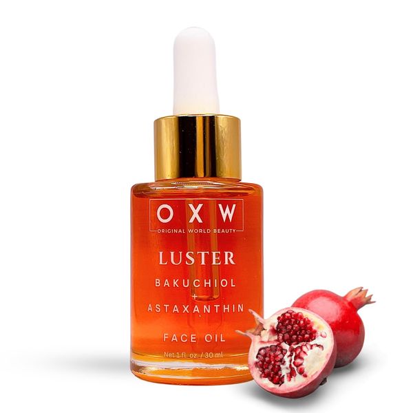 Luster Bakuchiol Oil Retinol Alternative, Antioxidant Superfood Face Oil with Astaxanthin, Rosehip Oil, Squalane Oil, Pomegranate Seed Oil, Face Oil Gua Sha, Clean Vegan Anti Aging Skin Care