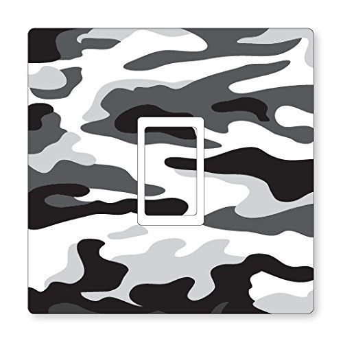 Landing Designs WHITE CAMOUFLAGE UK LIGHT SWITCH STICKERS, CHILDS BEDROOM NURSERY DECORATING (Single Switch)