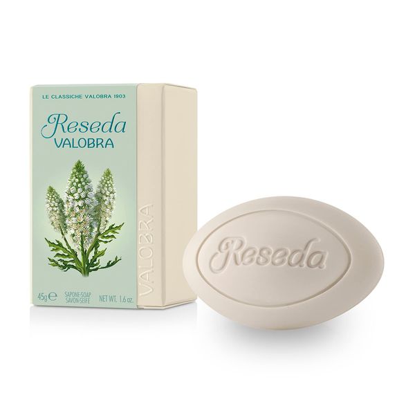 Valobra Bar Soap Reseda, Travel Size Soap Bar with Wheat Germ, Lavender & Floral, 1.6 oz/45g