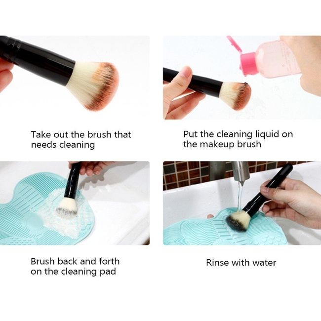 Silicone Makeup Brush Cleaner Cleaning Kit Washing Tool Cosmetic Scrubber  Board Mat Pad