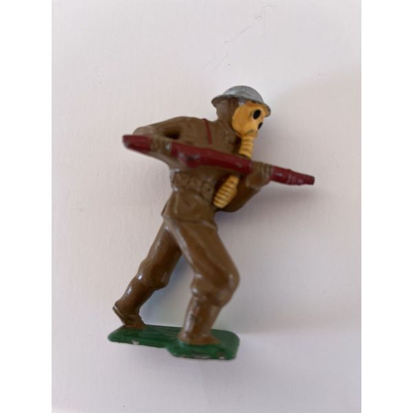 Barclay Soldier Charging With Gas Mask Good Color