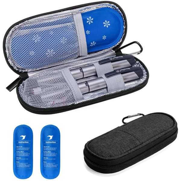 Yarwo Insulin Cooler Travel Case, Diabetic Medication Organizer with 2 Ice Packs