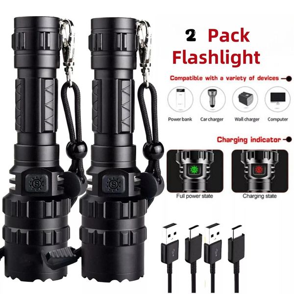 Solar Charging Flashlight 5 Modes IPX4 Waterproof Emergency Light for Hiking