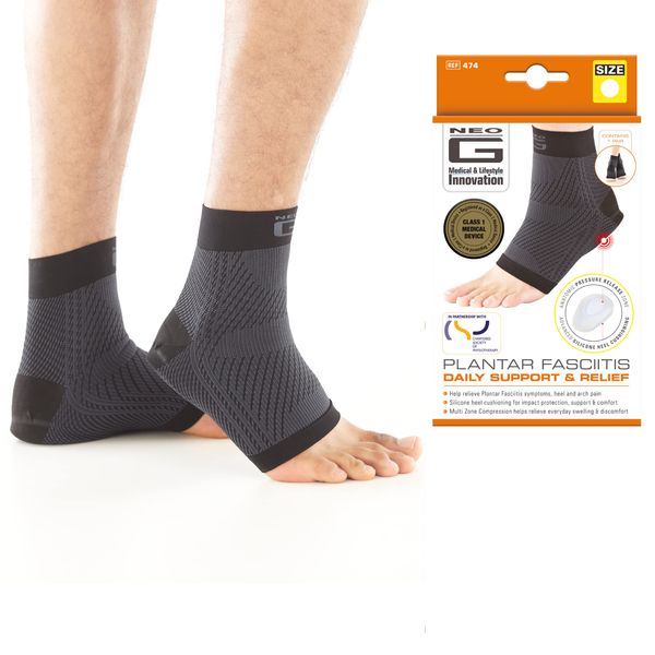 Neo-G Plantar Fasciitis Support Compression Socks for Plantar Fasciitis, Foot Pain, Arch & Heel Pain Relief – Medical Compression Socks for Women Men with Silicone Heel Cushioning – 1 pair - L