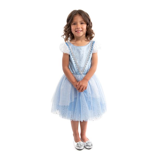 Little Adventures Cinderella Princess Party Dress - Machine Washable Child Pretend Play Costume Outfit with No Glitter (Medium Age 3-5)