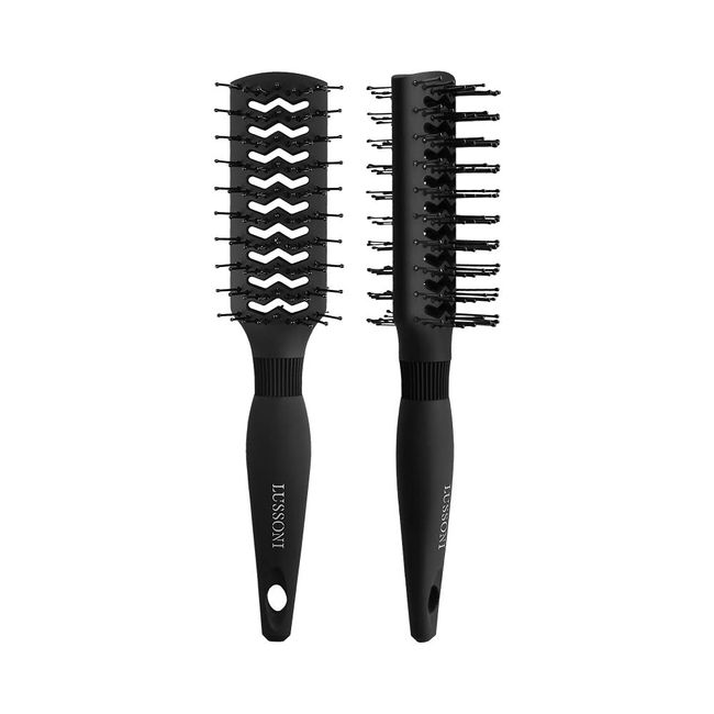 T4B Lussoni Care and Style Professional Styling Ceramic DuoVent Hairbrush with Two Sided Ballpoint Pins Designed for Medium and Short Hair for Professional Use