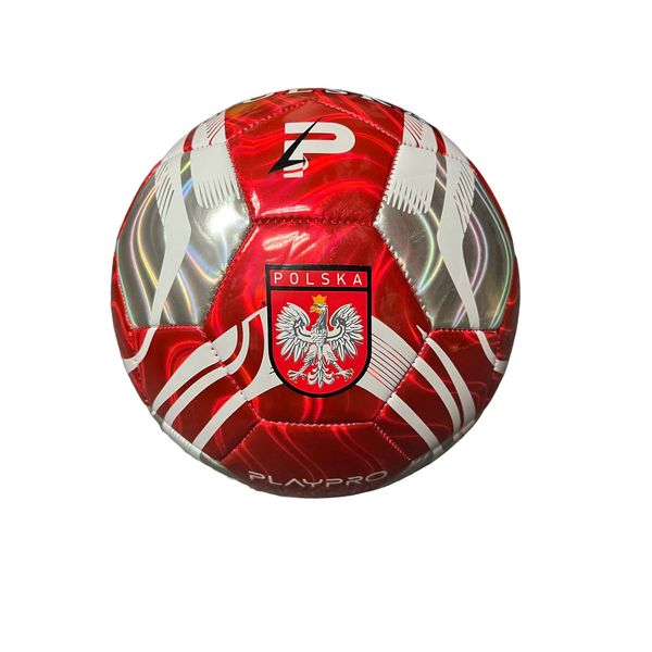 Polish Soccer Ball PLAYPRO Red Size 5 With Eagle On Shield Polska