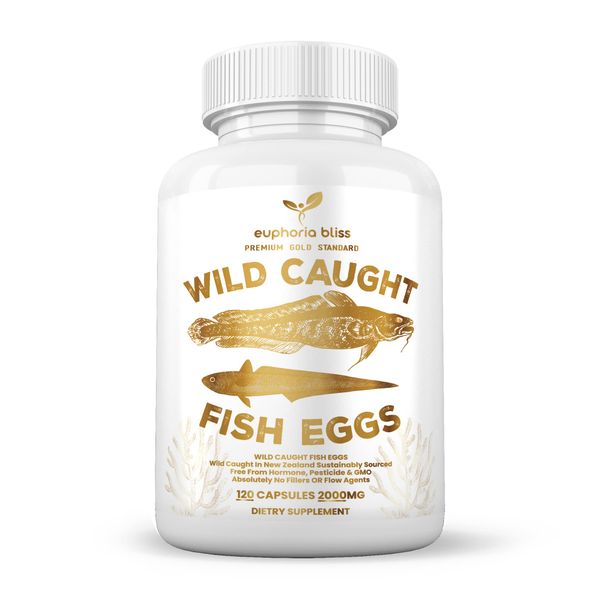 Wild Caught Fish Eggs, Omega 3 Supplement Supports Brain, Heart, Fertility and Inflammatory Health, Whole Food Source of Vitamin D, K2, and A, Non-GMO, 120 Capsules