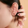 Yk Beauty Bright Red Border heart with heart Shaped stone Inside Stud