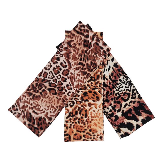 Animal Print Headband Leopard Jaguar Hair Tie Brown Elasticated Sweatband Stretch Head Band Wrap Womens Mens Big Cat Pack of 3