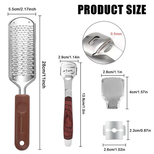 Professional Foot File and Callus Shaver with 10 Replacement Blades, Pedicure Foot Scraper Set, Callus Removal, Callus Rasp for Foot Care