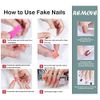 Cubahop 24pcs Almond Nude Gradient Nails Full Cover Gold Foil Glitter Powder Fake Nails Stick on Nails for Women and Girls (pink2)