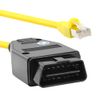 Yellow Cable 2M Data Line 12V RJ45 Adapter Ethernet to OBD for E-SYS Icom Coding, Plastic Copper Wire OBD-II Engine System Diagnostic Tools