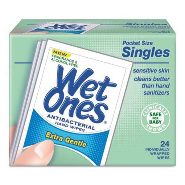 WET ONES Sensitive Skin Hand Wipes, Singles Extra Gentle Fragrance & Alcohol Free 24 ea