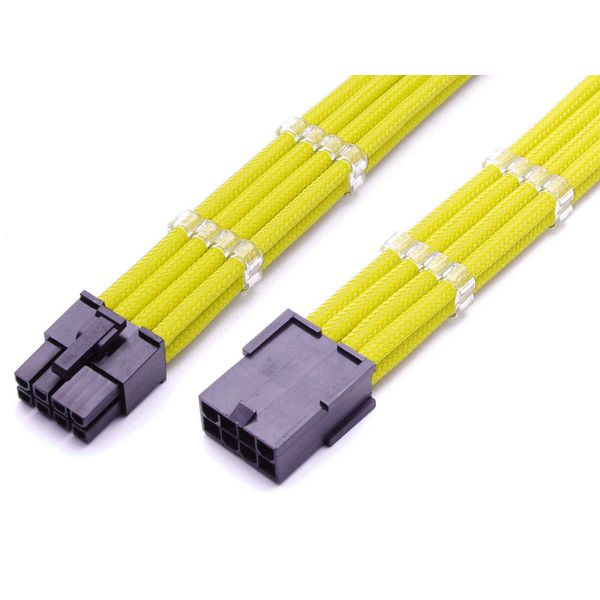 8 Pin PCIE GPU Sleeved Extension Cable 30cm + 2 Cable Combs - Shakmods (Yellow)