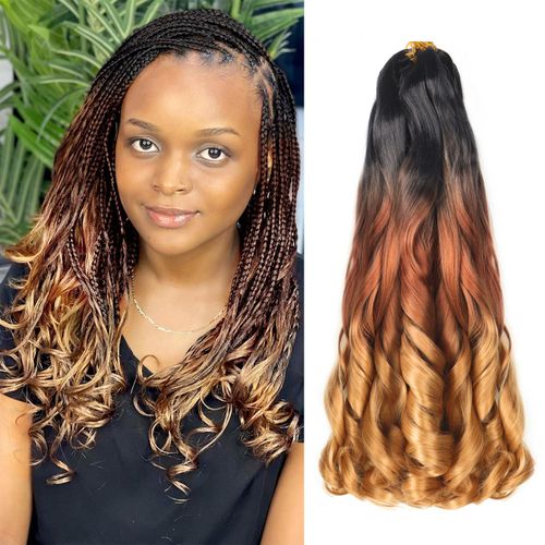 14 inch French Curl Braiding Hair 8 Pc crochet braids hair extensions Curl Braids Crochet Hair expression hair french curl braiding hair Extensions Pre Stretched Bouncy Braiding Hair(14 Inch 1B/30/27)