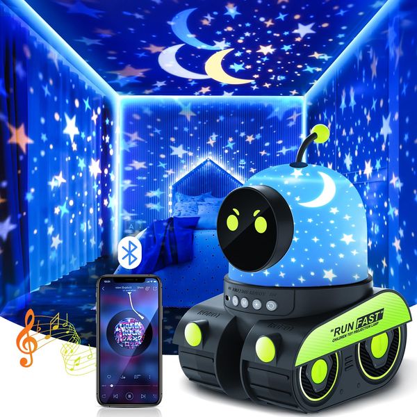 kufire Planetarium for Home Children, 12 Types of Projection Film, Sleeping Night Light with Bluetooth Speaker, 6 Lighting Modes, Indirect Lighting Modes, Bedroom, Baby Shower, Boy, Birthday Gift,