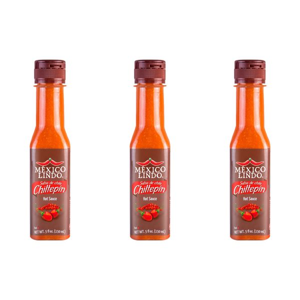 Mexico Lindo Chiltepin Hot Sauce | 14,200 Scoville Level | Traditional Spicy Flavor | 5 Fl Oz Bottles (Pack of 3)