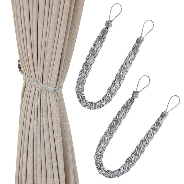 Hand Knitting Curtains Tied Rope Simple Type Curtain Tie Backs and Accessories (Grey)