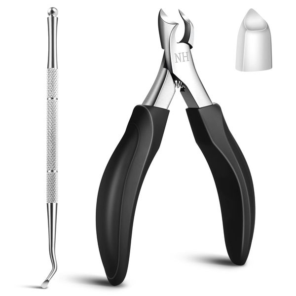 Toenail Clippers for Thick Nails: Professional Ingrown Nail Clippers for Seniors Pedicure Toe Nail Cutter with Stainless Steel Sharp Curved Blade for Men