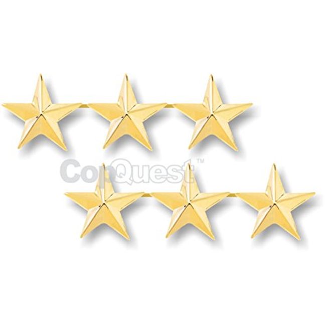 Rank Insignia - Stars - 3 Star - Gold - Pair - 1/2 inch