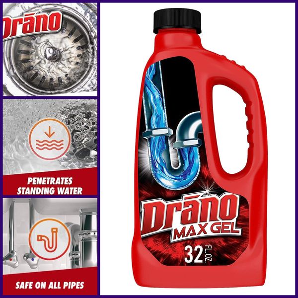 Drano Max Gel Drain Clog Remover and Cleaner for Shower or Sink 32 oz