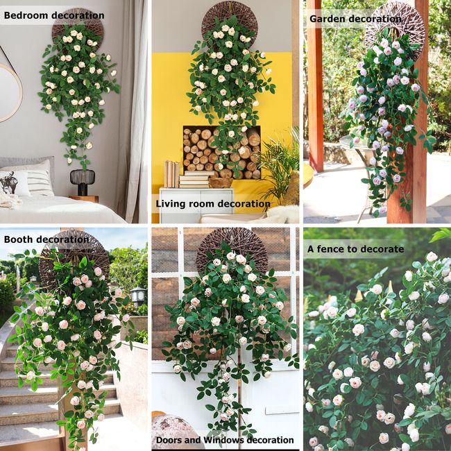 80cm Artificial Flowers Plants Creeper Rose Leaf Ivy Vine For Home