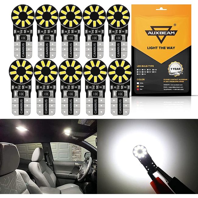 T10 194 168 CANBUS Error Free LED License Plate Dome Map Trunk Cargo Light  Bulbs | White