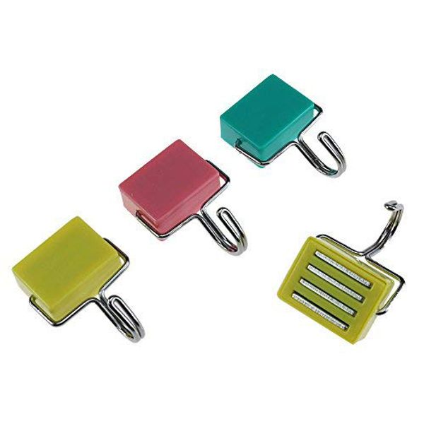 Log-Cabin Wall Hangers Multi-Purpose Hooks Strong Magnetic Hooks for Keys,Coat,Fridge and Doors with Pink,Yellow,Blue Colour 4 Pack Multi-Coloured