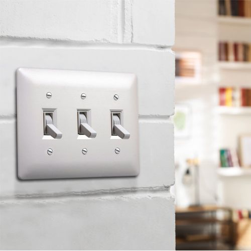 TayMac 4440W Paintable Triple Toggle Light Switch Wall Plate Cover, White, 3-Gang