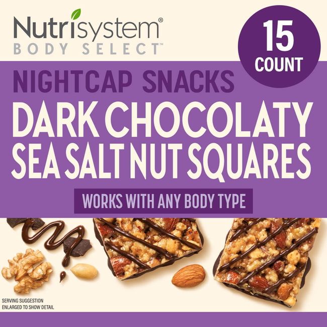 Nutrisystem Dark Chocolaty Sea Salt Nut Squares 15ct 6g Protein 8g Dietary Fiber