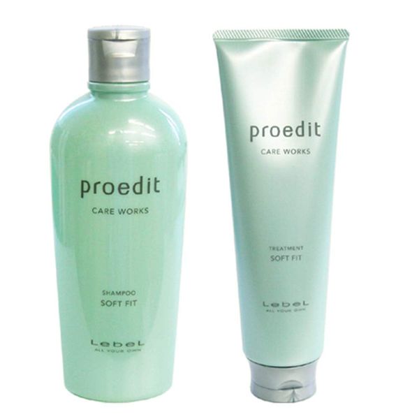 Lebel Proedit Care Works Hair Shampoo 300ml & Hair Ttreatment 250ml Set - Soft Fit (Green Tea Set)