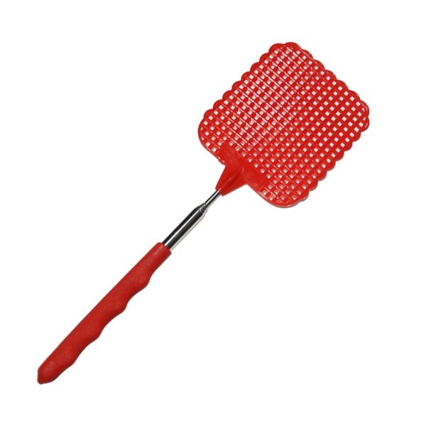 Samcos Fly Swatter Plastic with Stainless Steel Rod Fly Swatter Telescopic Durable Portable Lightweight Mosquito Swatter Pest Control Fly Fly Cockroach Fruit Stand Classroom (Red)