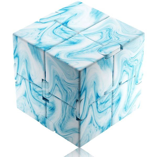 Funxim Infinity Cube, Blue Texture Infinite Cube Toy, Magic Flip Decompression Toy, Killing Time Fidget Toys, Stress Relief