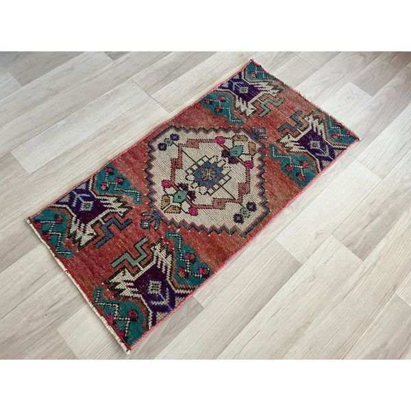 Small Rug,Bathroom Rug,Small Rug1,4 x 2,8 ftPrimitive Rug,Turkish Rug,Doormat