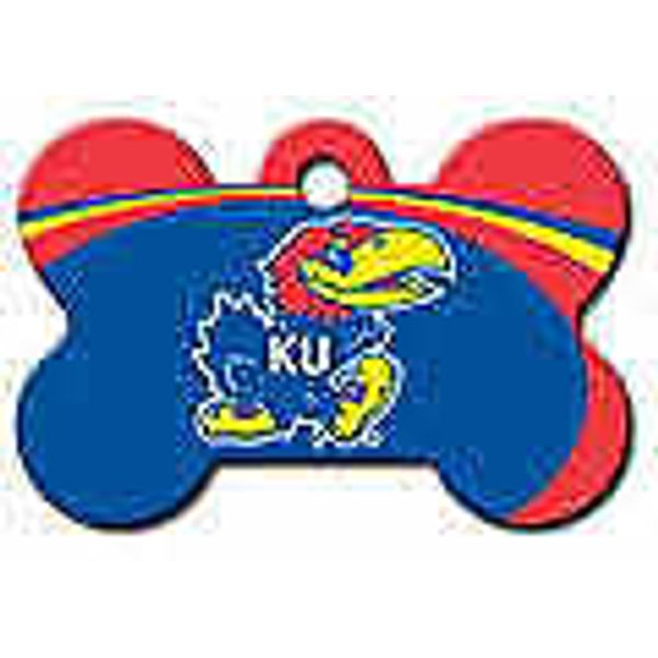 NCAA KANSAS JAYHAWKS PERSONALIZED LARGE BONE PET ID TAG