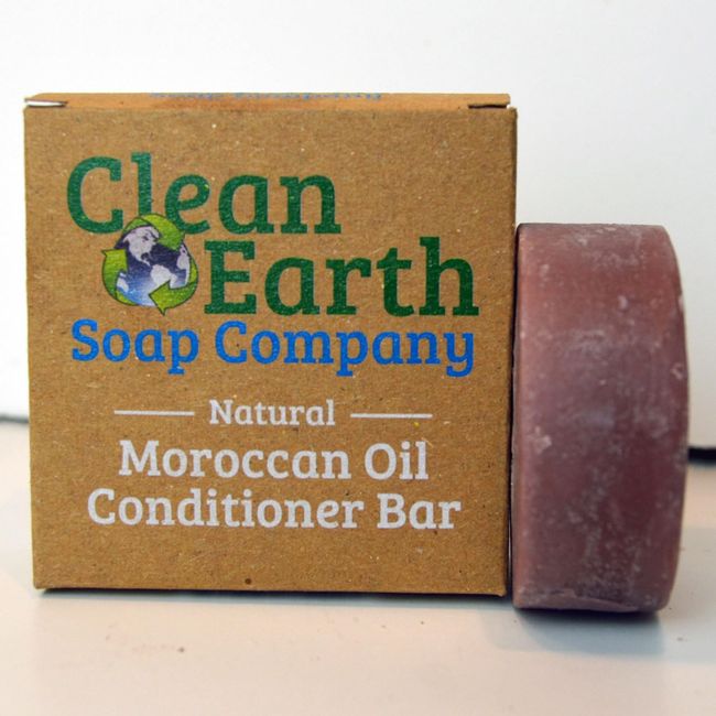 Clean Earth Moroccan Oil Solid Conditioner Bar Moisture Rich for Dry, Damaged & Dull Hair - Vegan, Eco-Friendly, Plastic-Free, Cruelty-Free