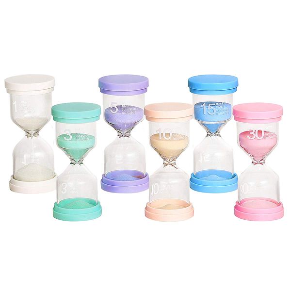 Toirxarn Multi-Color Sand Timers for Kids - Visual Time Management Hourglass Set 1/3/5/10/15/30 Min - Durable Educational Tool for Kitchen, Classroom & Home (Pack of 6)