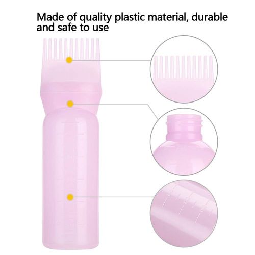 Hair Dye Brush Bottle, 3 Colors Lightweight Hair Dyeing Bottle Brush Shampoo Hair Color Oil Comb Applicator Tool(pink)