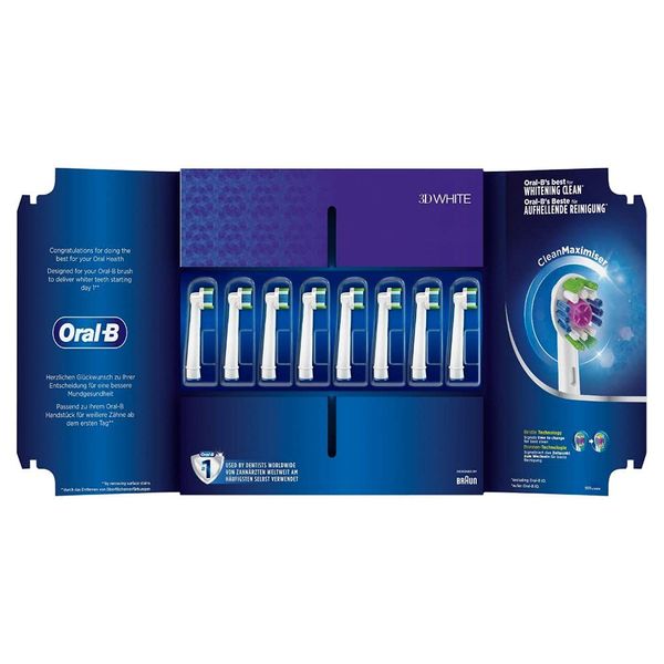 Oral-B FFU CleanMaximizer Replacement Toothbrush Heads 3D White Pack of 8
