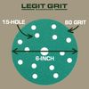 6 inch Sand Paper Disc, 15-Hole, 60 Grit, 100 Pack