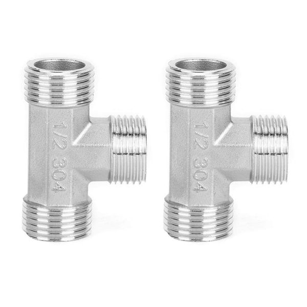 1/2 Inch Tee Pipe Fitting, Pipe Threaded Pipe Nipples Stainless Steel T‑Shaped Tee Connector Pipe Connection
