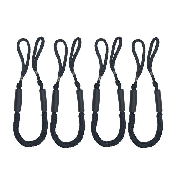 Bungee Dock Line Mooring Rope for Boat 4ft Black 4 Pack