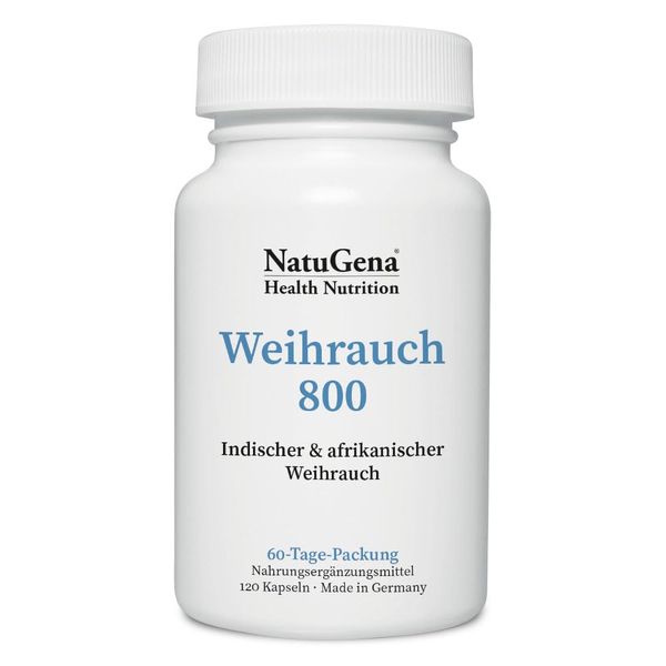 NatuGena Weihrauch 800 afrikanischer Weihrauch-Extrakt, indischer Weihrauch-Extrakt, zwei hochwertigen Boswellia-Extrakten, 120 Kapseln (2 Monats Packung)