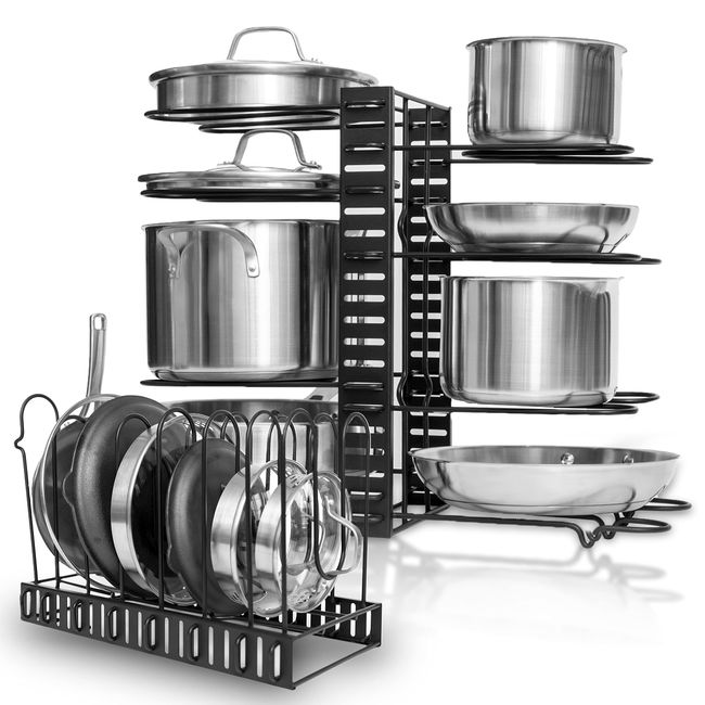 Pots And Pans Organizer For Cabinet, Upgraded Pots And Pans