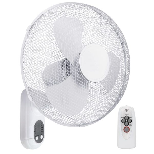 16inch Oscillating Wall Fan Remote Control with Timer 3 Speed